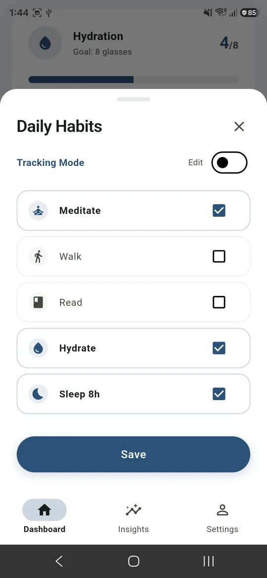 Ticking off daily habits
